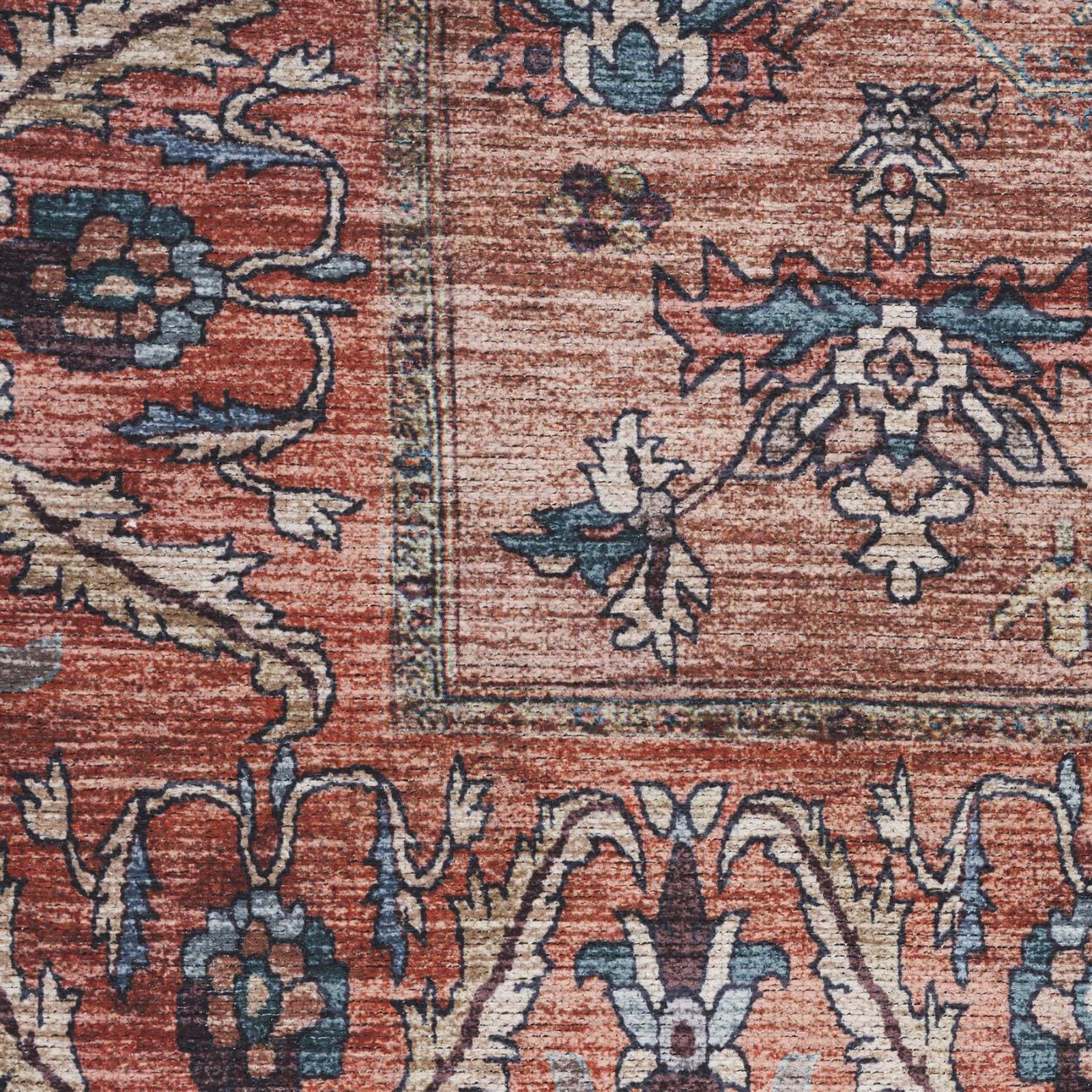 5′ X 7′ Blue and Red Polyester Rectangle Area Rug