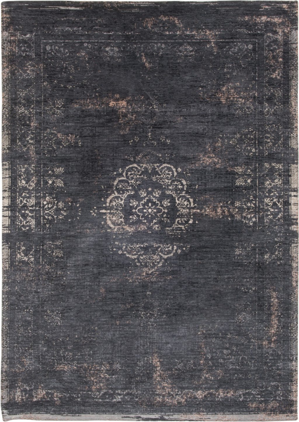 Gray and Black Medallion Non-Skid PET Rectangle Area Rug
