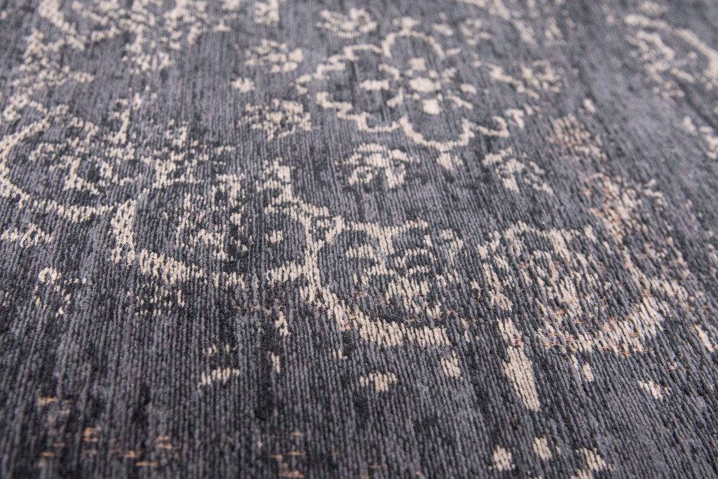 Gray and Black Medallion Non-Skid PET Rectangle Area Rug