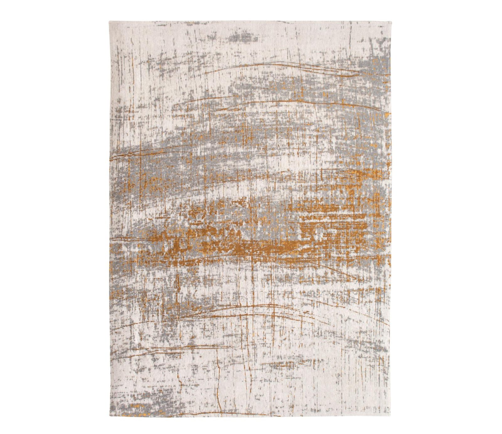 Gray and Gold Abstract Non-Skid PET Area Rug