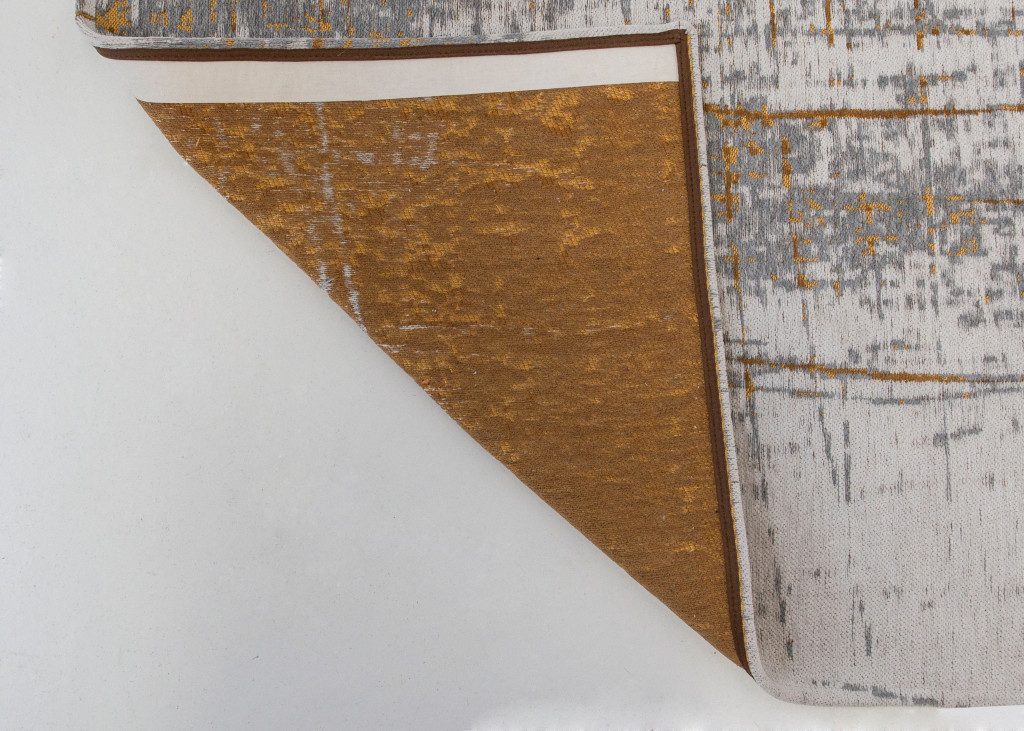 Gray and Gold Abstract Non-Skid PET Area Rug