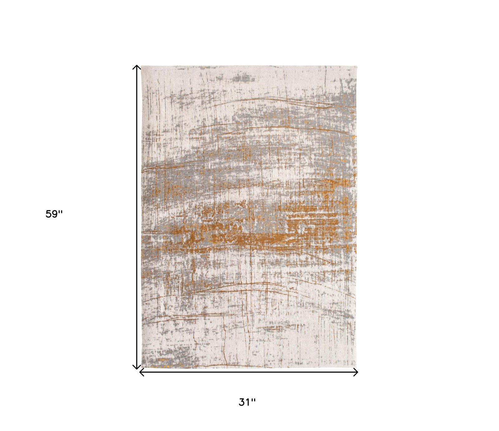 Gray and Gold Abstract Non-Skid PET Area Rug