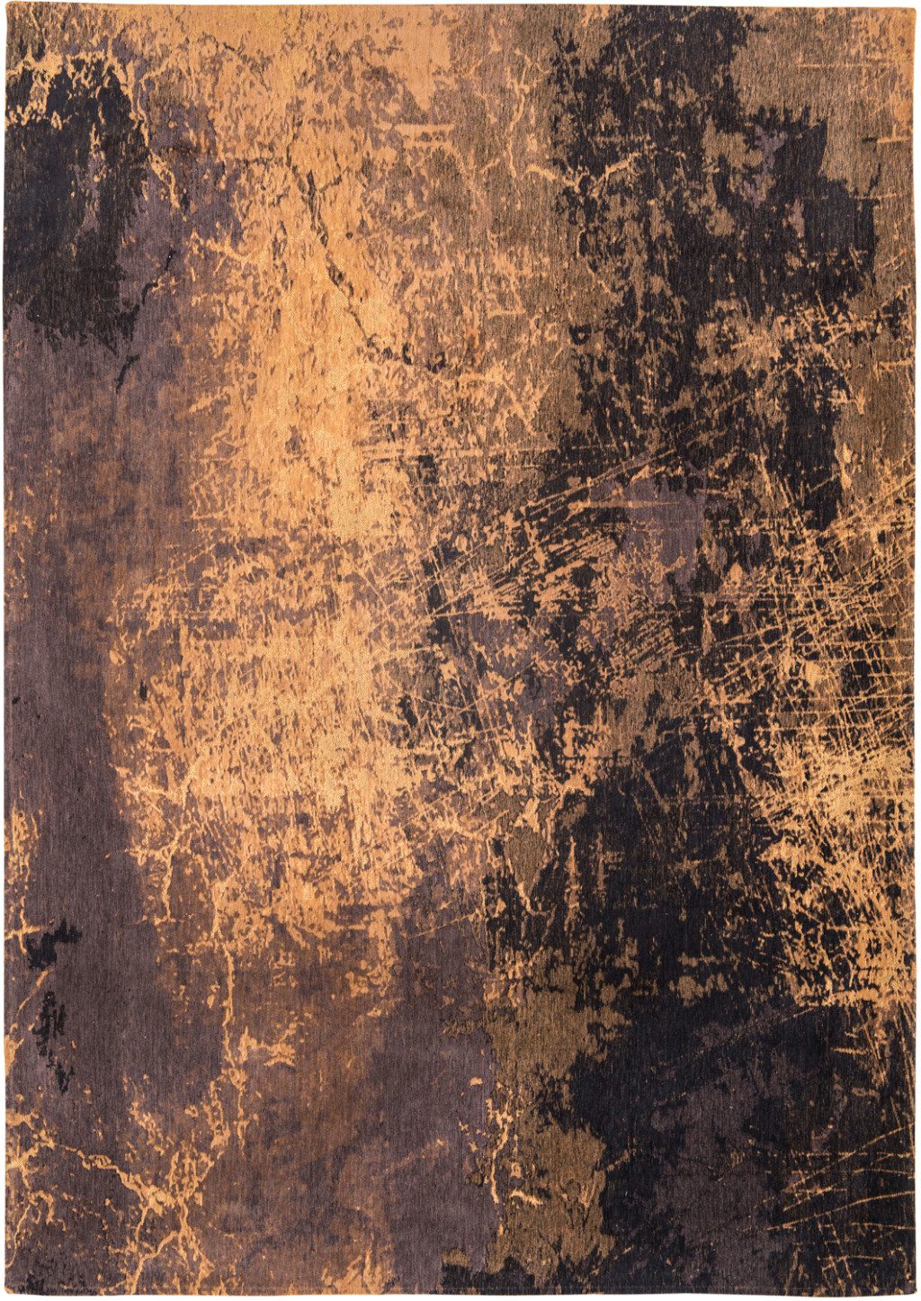 Yellow and Brown Abstract Non-Slip PET Area Rug