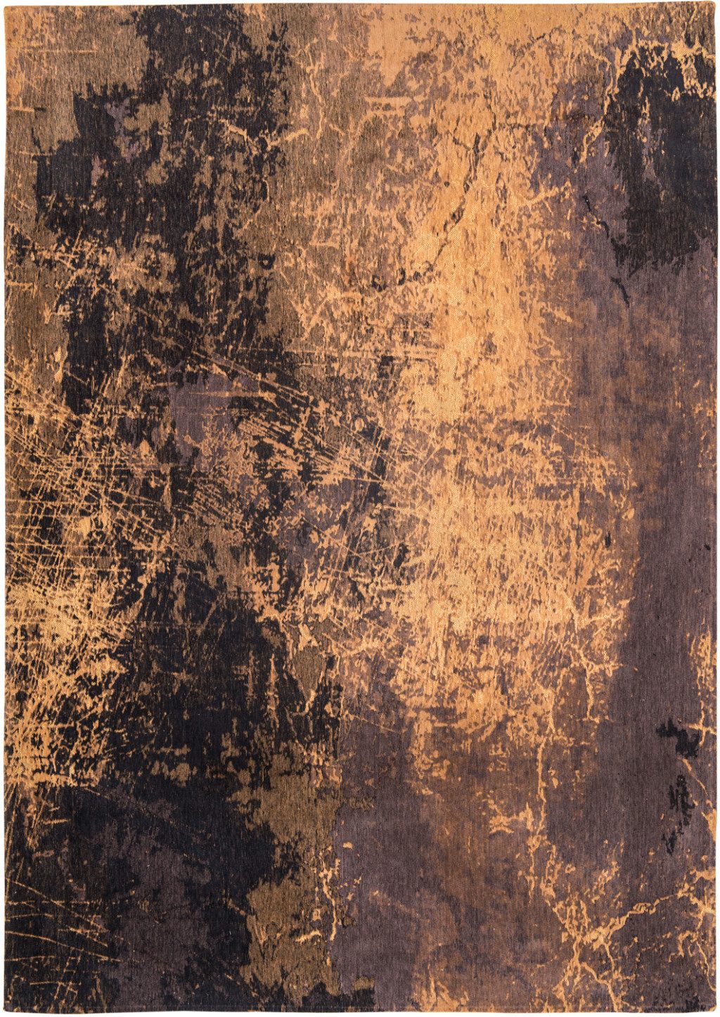 Yellow and Brown Abstract Non-Slip PET Area Rug