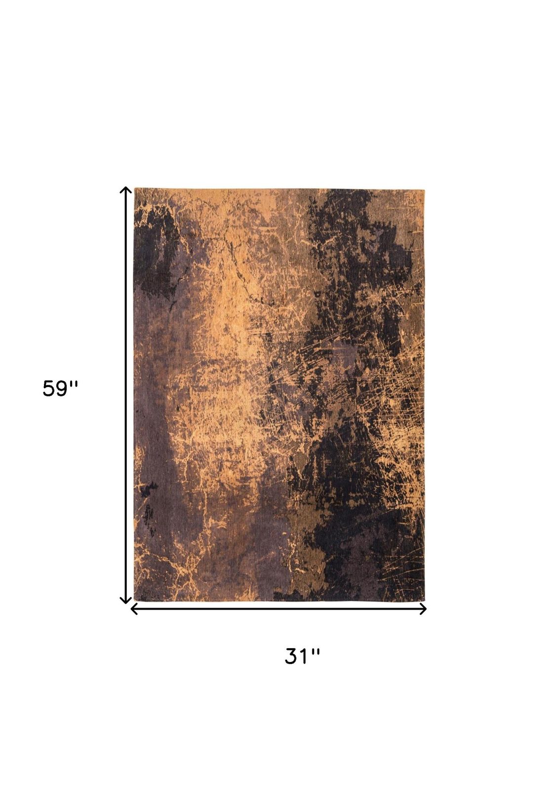 Yellow and Brown Abstract Non-Slip PET Area Rug