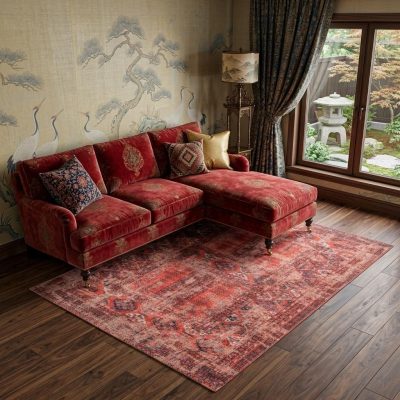 9′ × 13′ Red Oriental Non Skid Area Rug