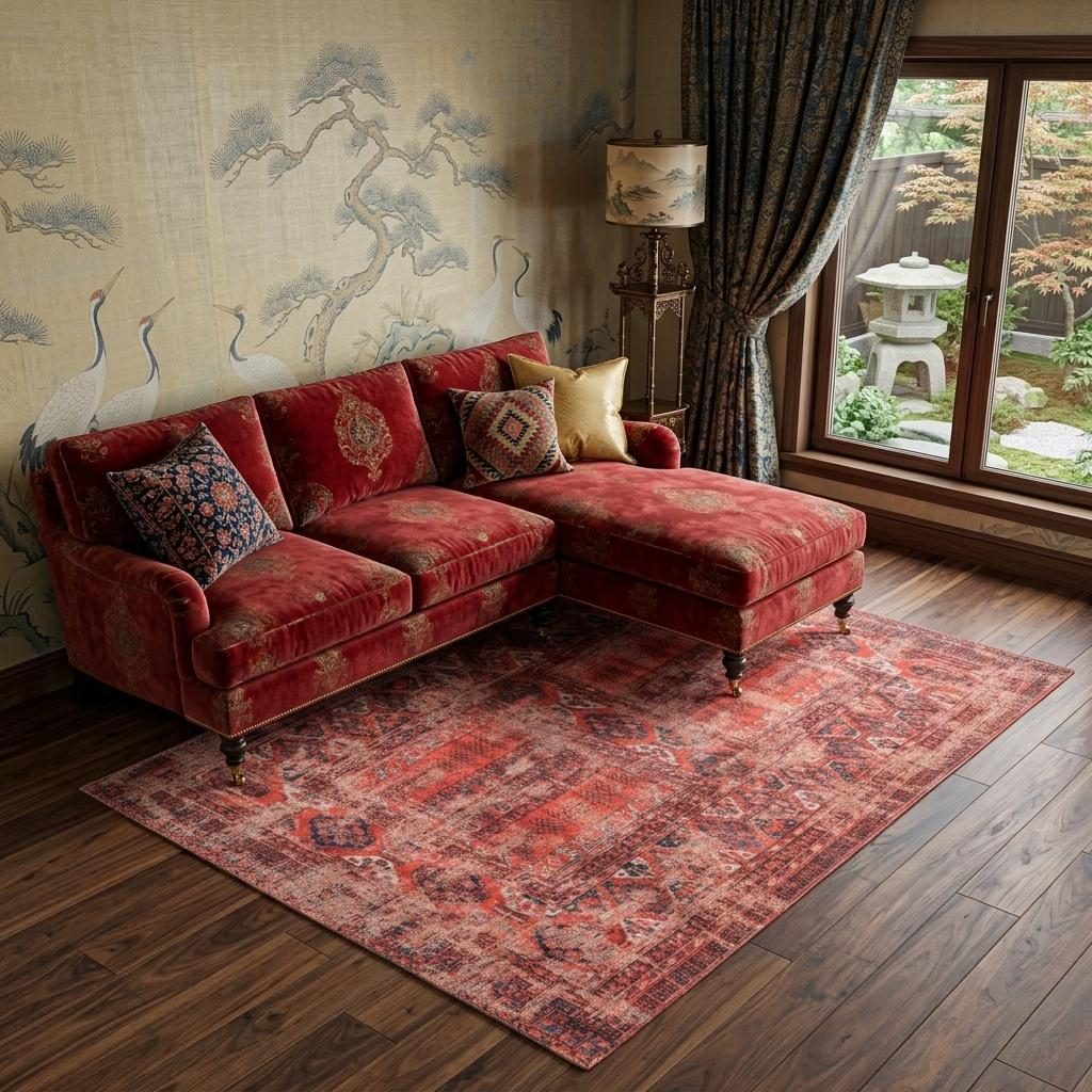 9′ X 13′ Red Oriental Non Skid Area Rug