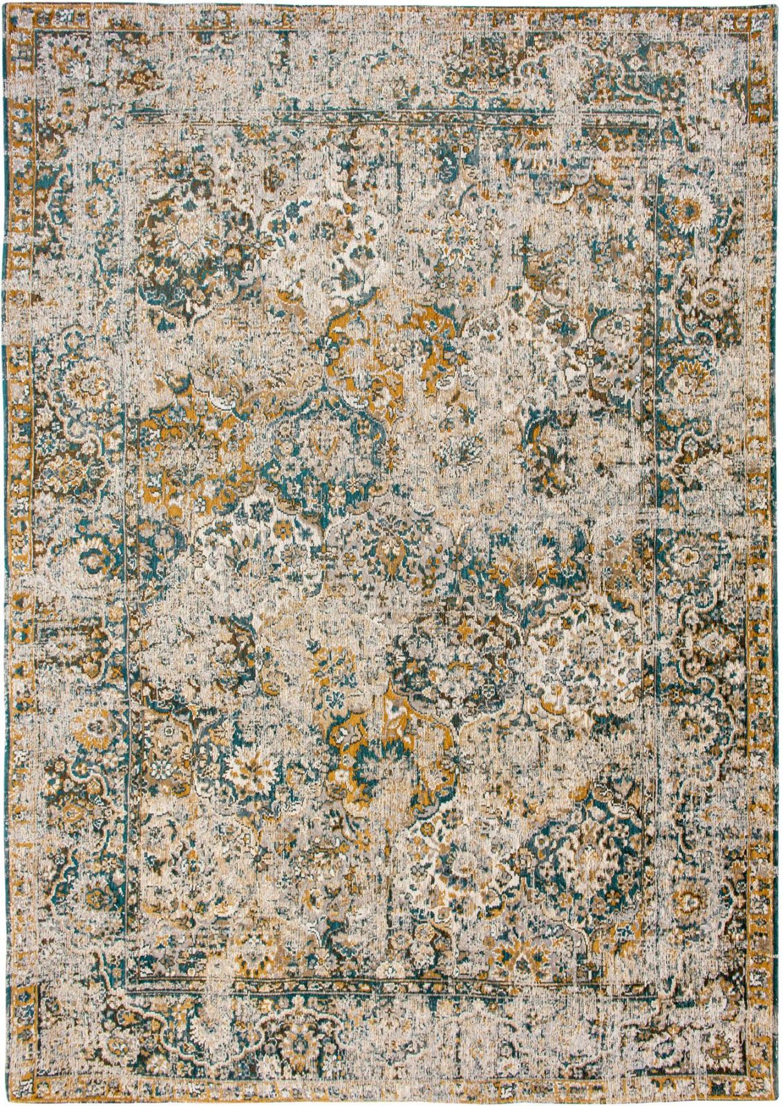 Blue and Green Abstract PET Rectangular Area Rug