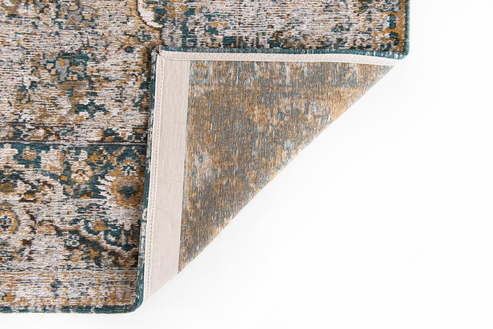 Blue and Green Abstract PET Rectangular Area Rug