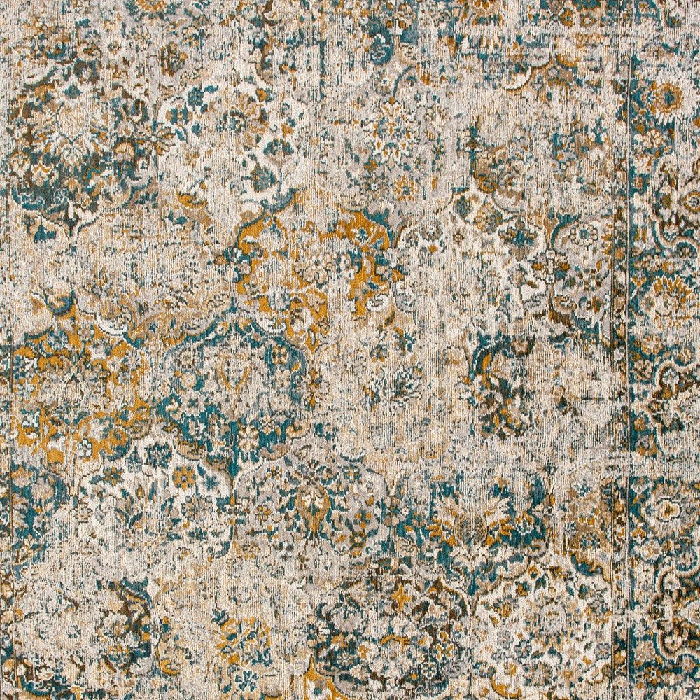 Blue and Green Abstract PET Rectangular Area Rug