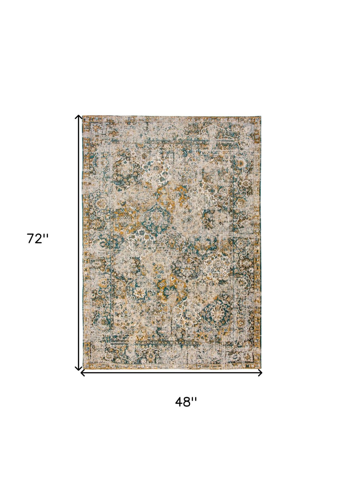 Blue and Green Abstract PET Rectangular Area Rug