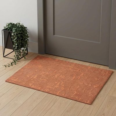 Orange Abstract Non-Skid PET Area Rug