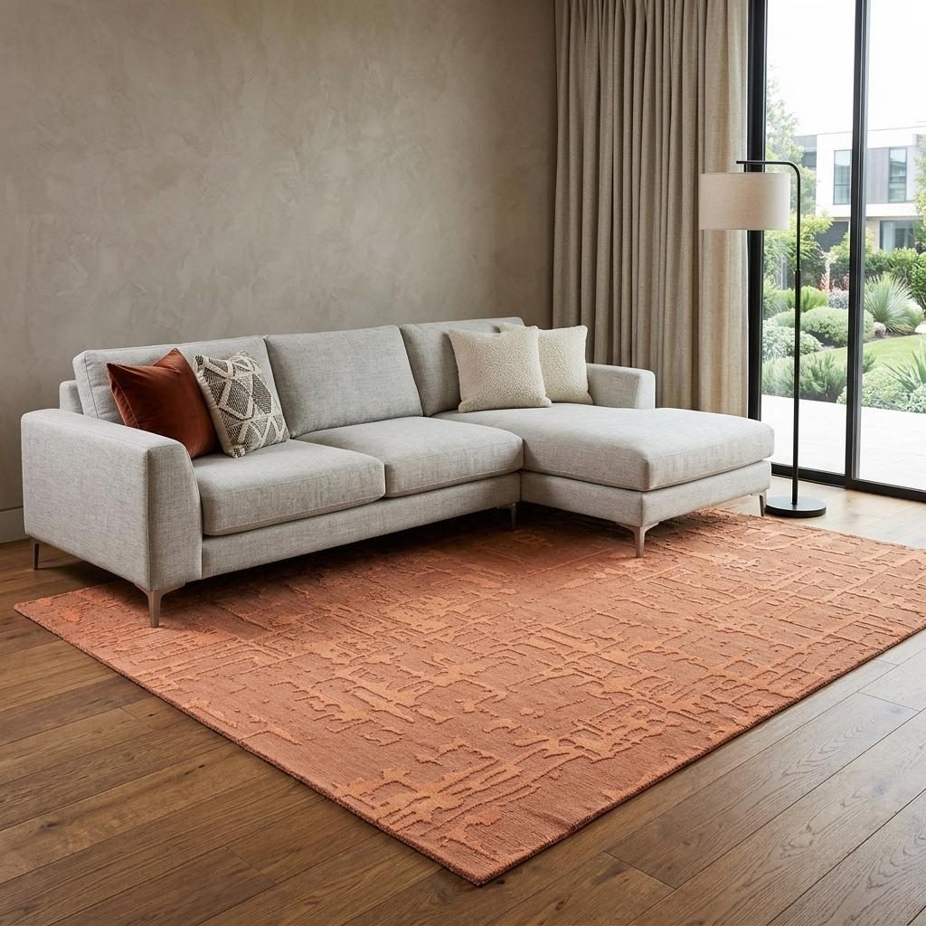 Orange Abstract Non-Skid PET Area Rug, 8′ × 11′