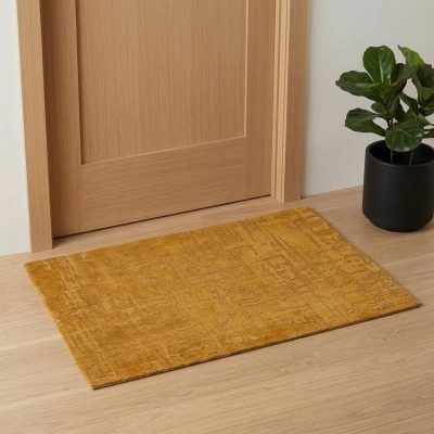 Yellow Abstract Non-Skid PET Area Rug