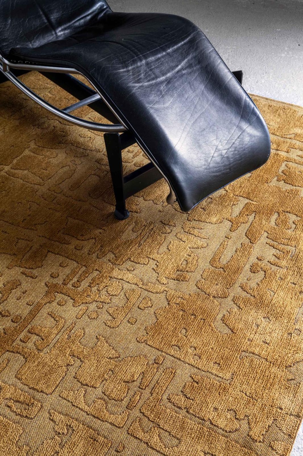 Yellow Abstract Non-Skid PET Area Rug