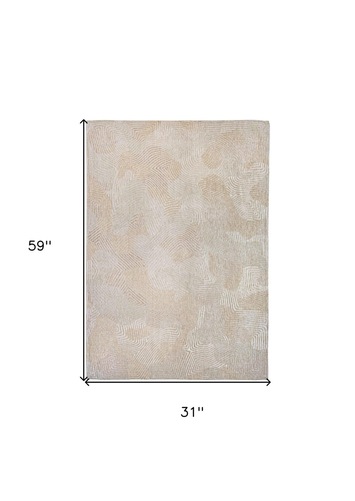 Beige and White Abstract Non-Skid PET Area Rug