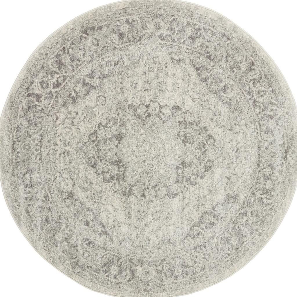 Green and Ivory Floral Distressed Polypropylene Area Rug