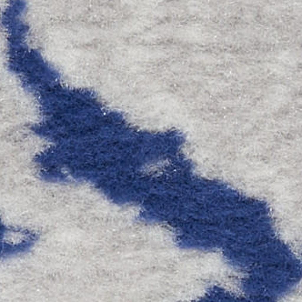 Ivory and Navy Blue Abstract Distressed Polypropylene Rectangle Area Rug