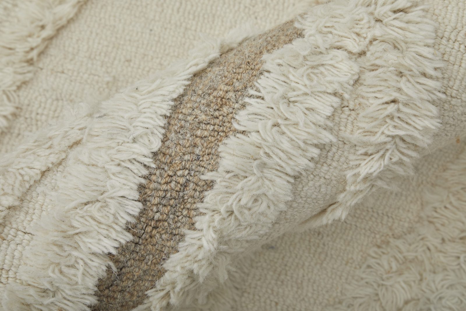 Ivory Taupe Brown Geometric Hand Tufted Wool Rectangle Area Rug