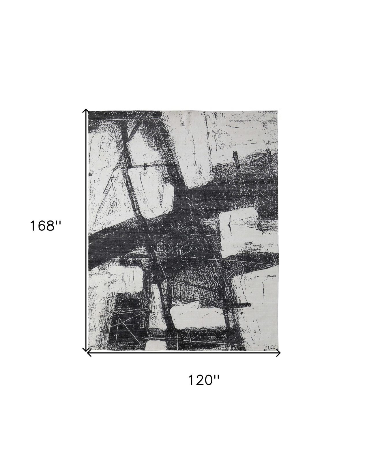 Black and Gray Abstract Hand Woven Wool Rectangle Area Rug