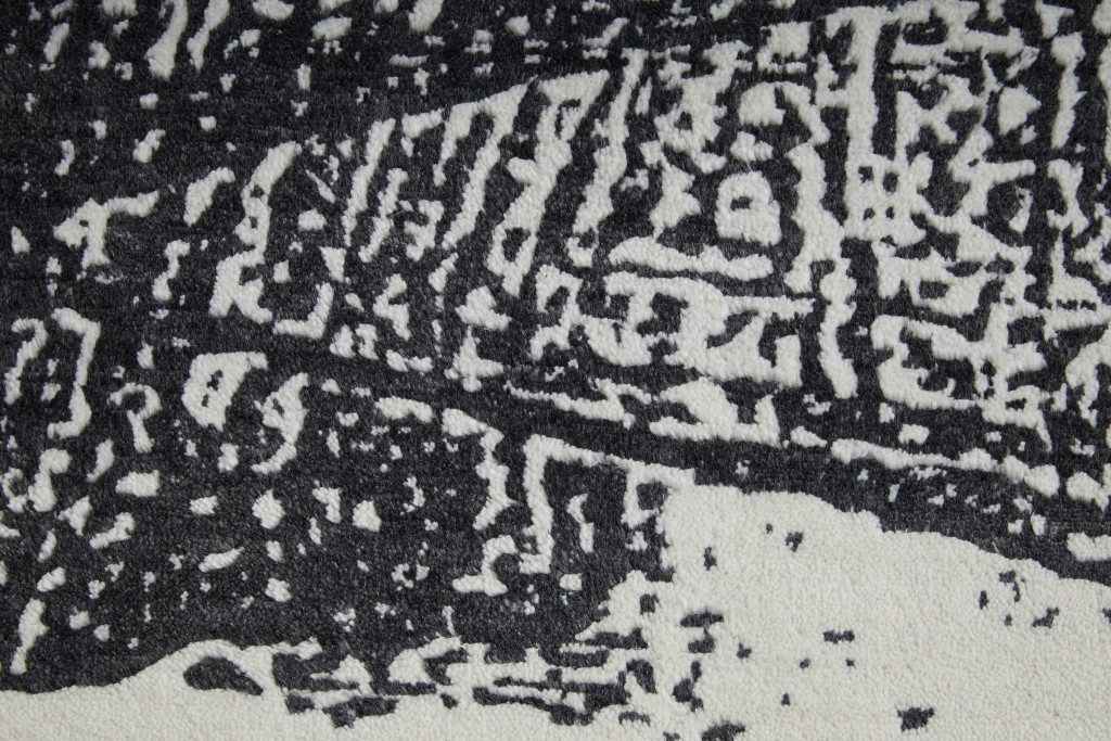 Black and Gray Abstract Hand Woven Wool Rectangle Area Rug