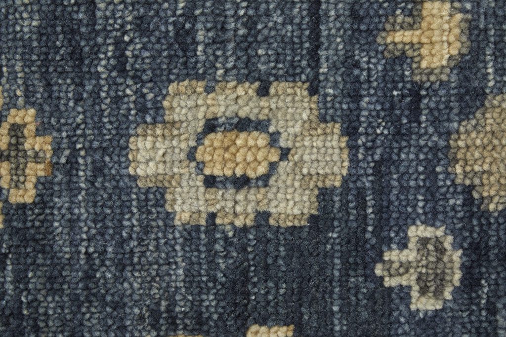 Blue and Gray Wool Floral Hand Knotted Area Rug