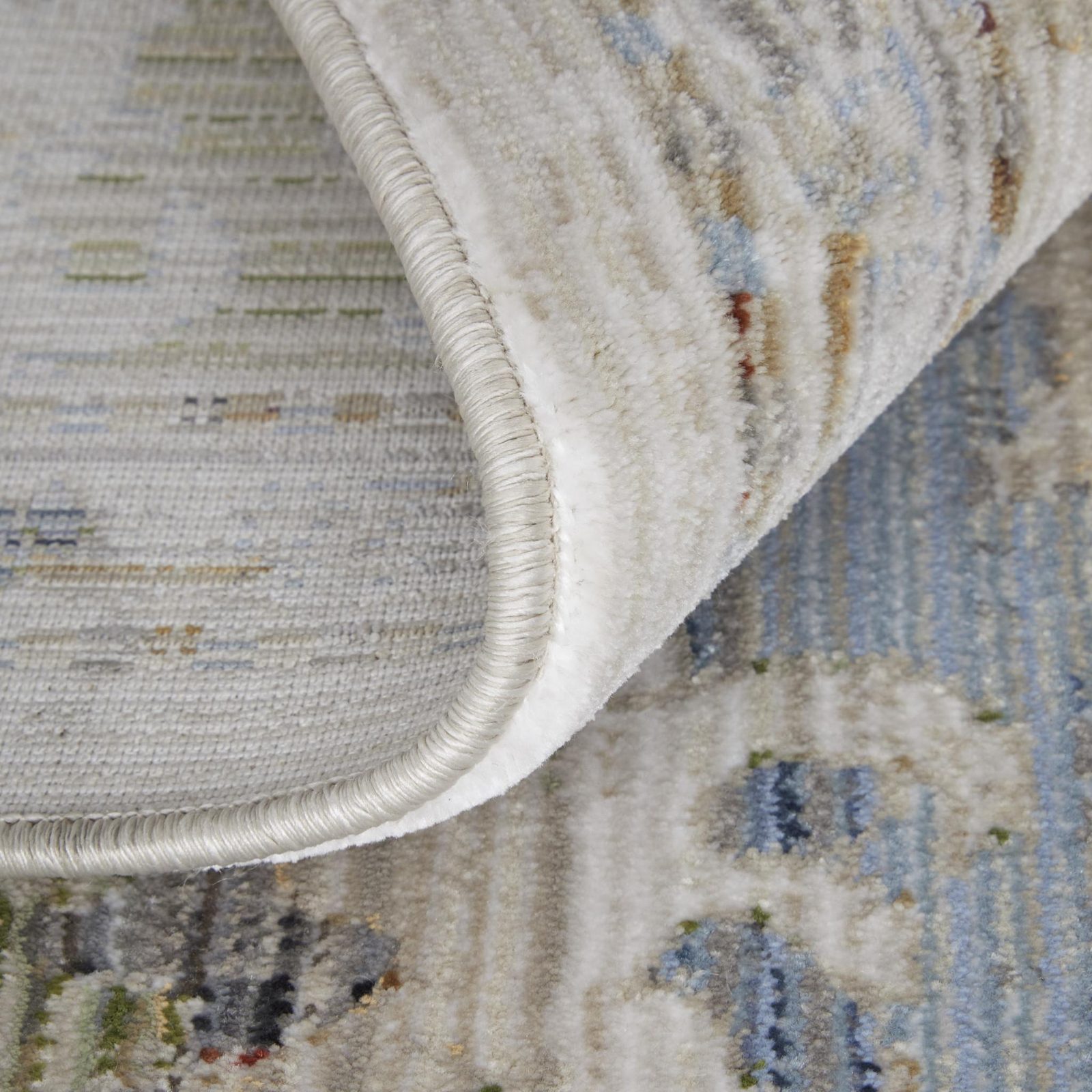 Ivory Red and Blue Floral Cotton Power Loom Area Rug