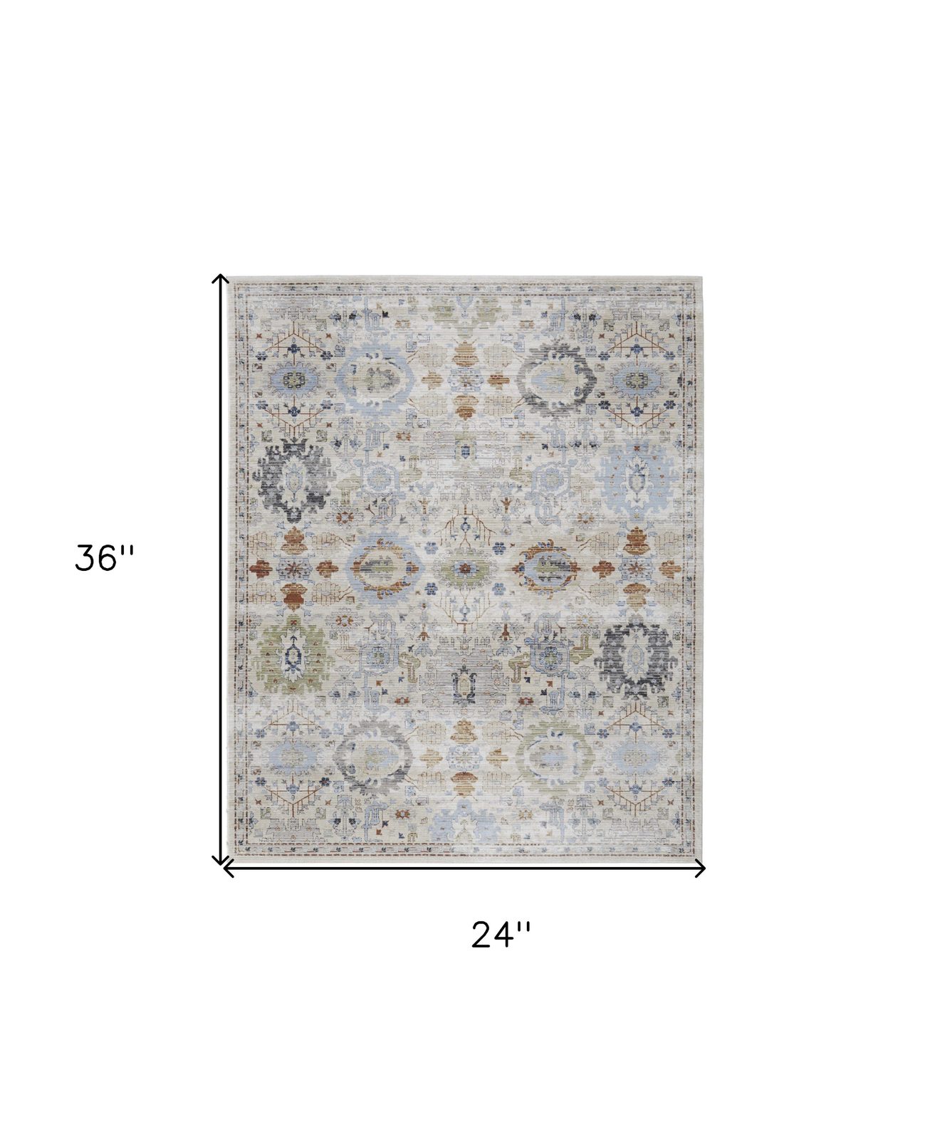 Ivory Red and Blue Floral Cotton Power Loom Area Rug