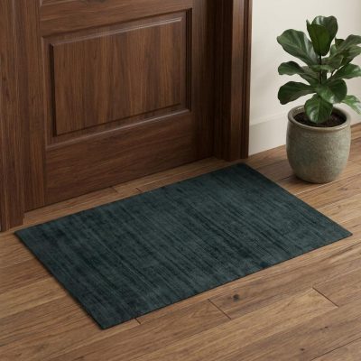 Charcoal and Black Abstract Viscose Rectangle Area Rug