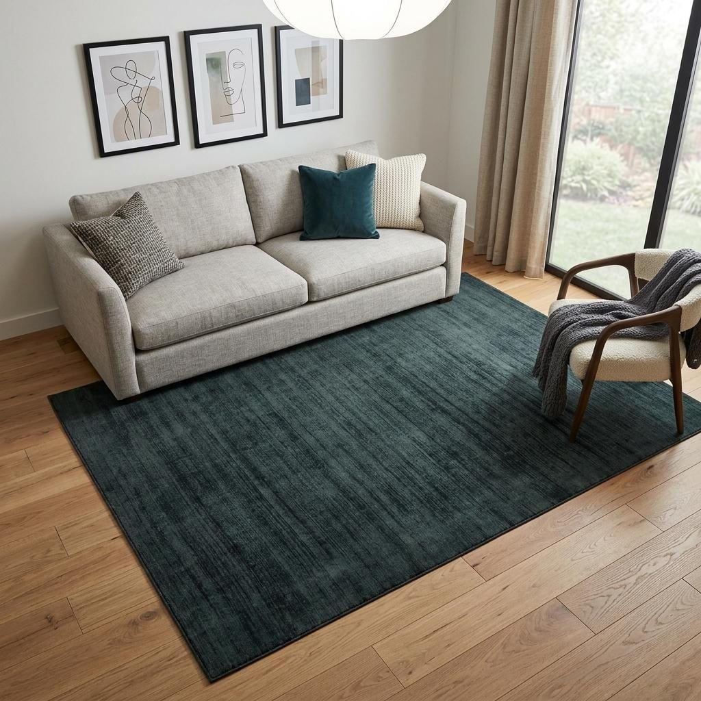Charcoal and Black Abstract Viscose Rectangle Area Rug, 5′ × 8′
