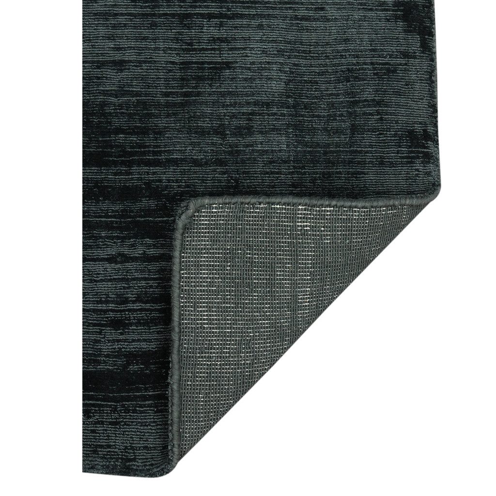 Charcoal and Black Abstract Viscose Rectangle Area Rug