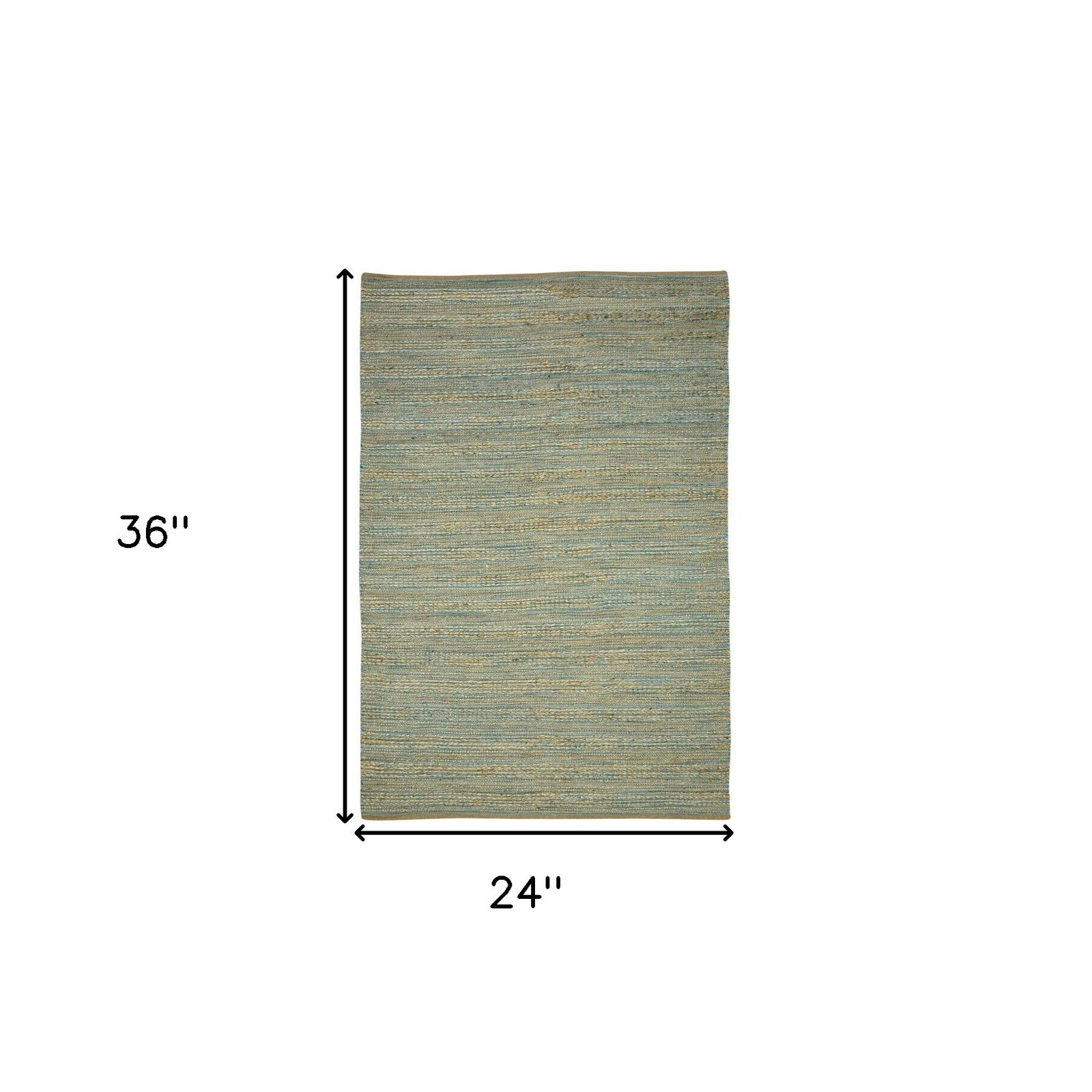 Aqua Beige and Brown Jute Striped Flatweave Area Rug