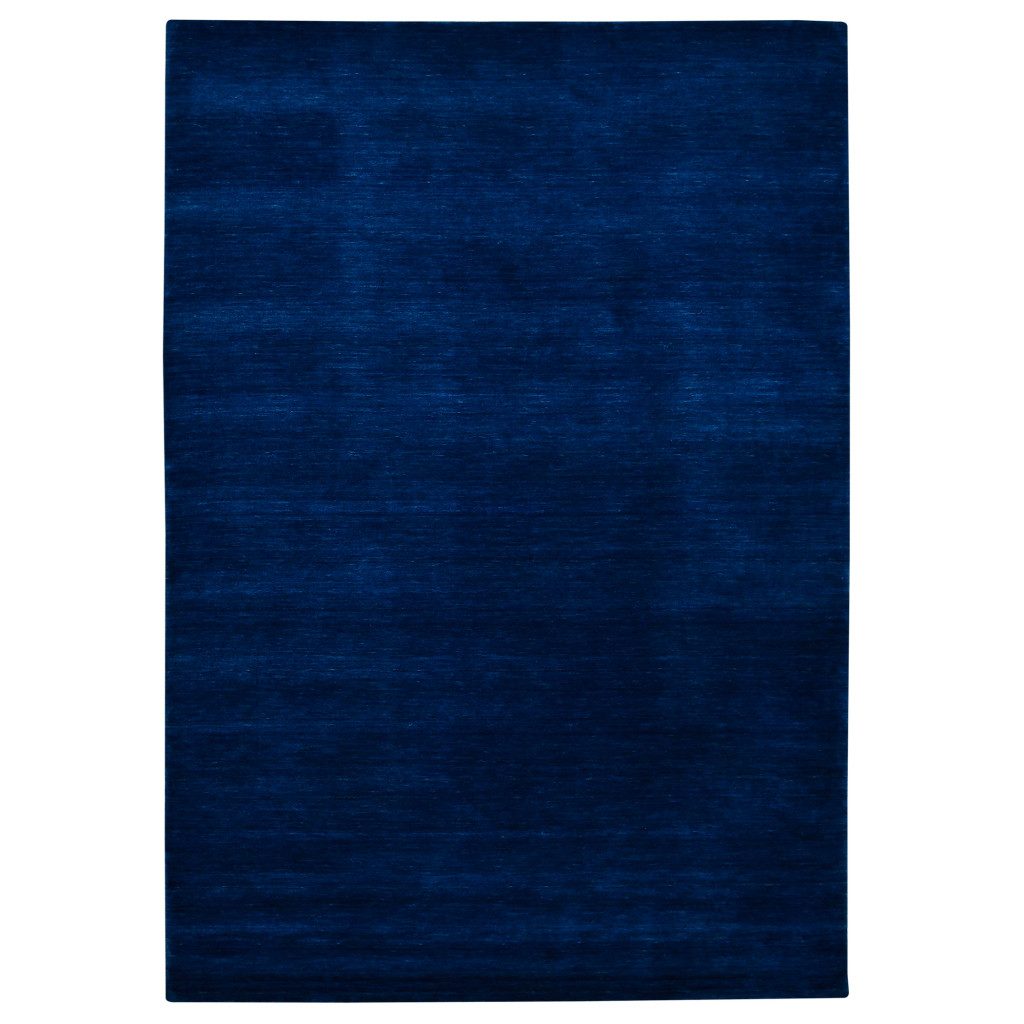 Navy Blue Hand Woven Wool Rectangle Area Rug