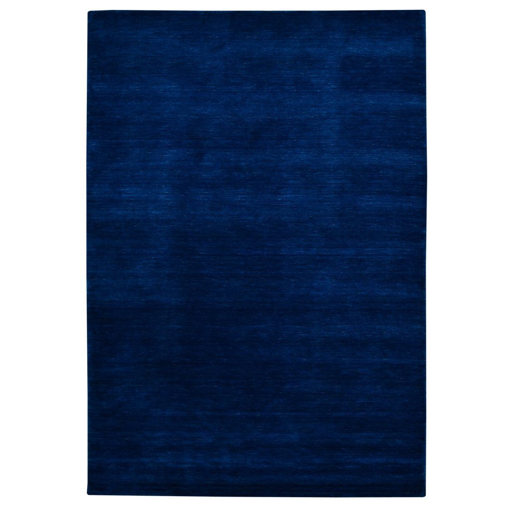 Navy Blue Hand Woven Wool Rectangle Area Rug