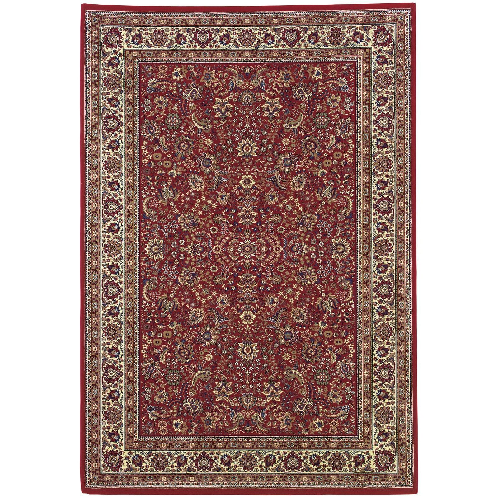 Red and Ivory Polypropylene Rectangle Area Rug, 5′ × 8′