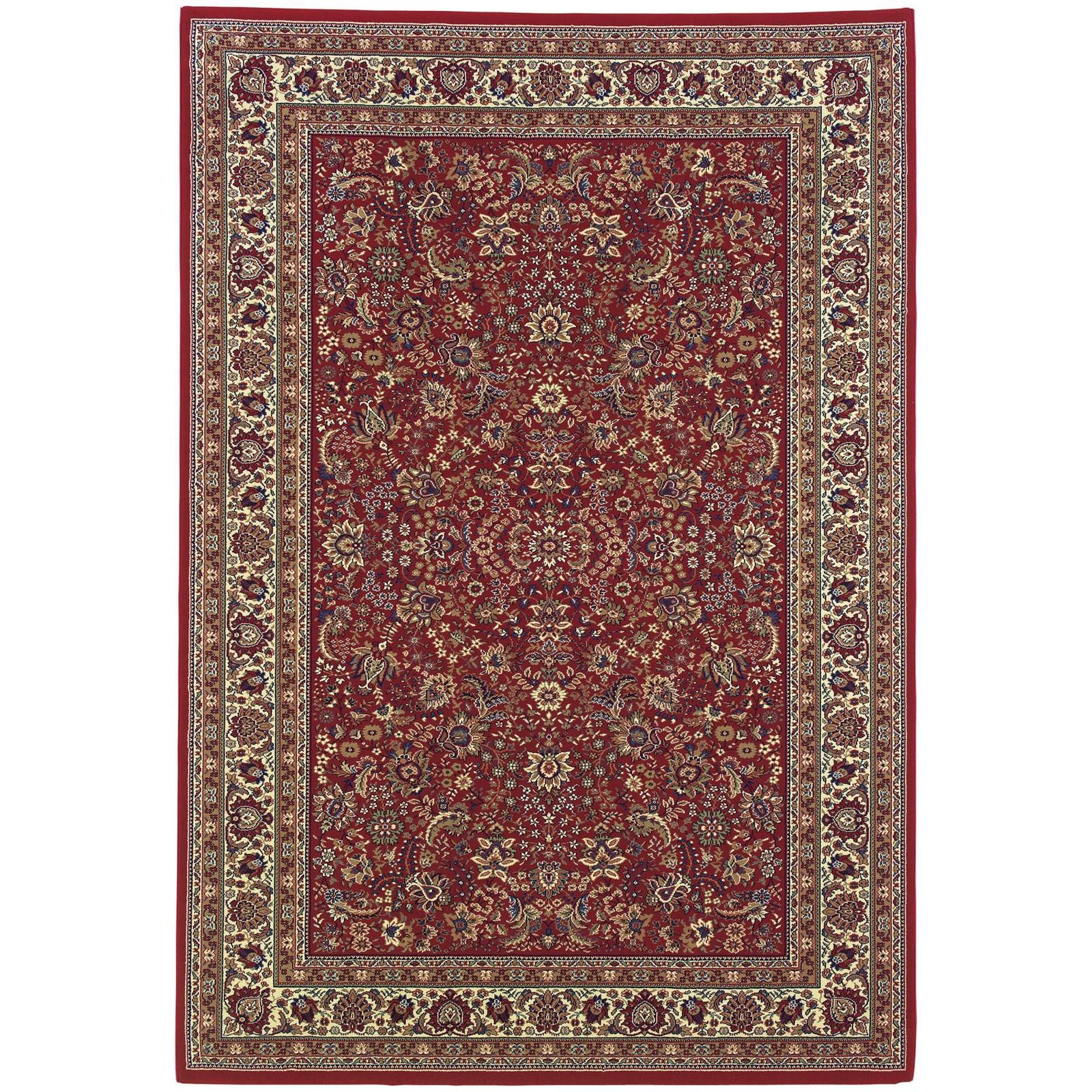 Red and Ivory Polypropylene Rectangle Area Rug