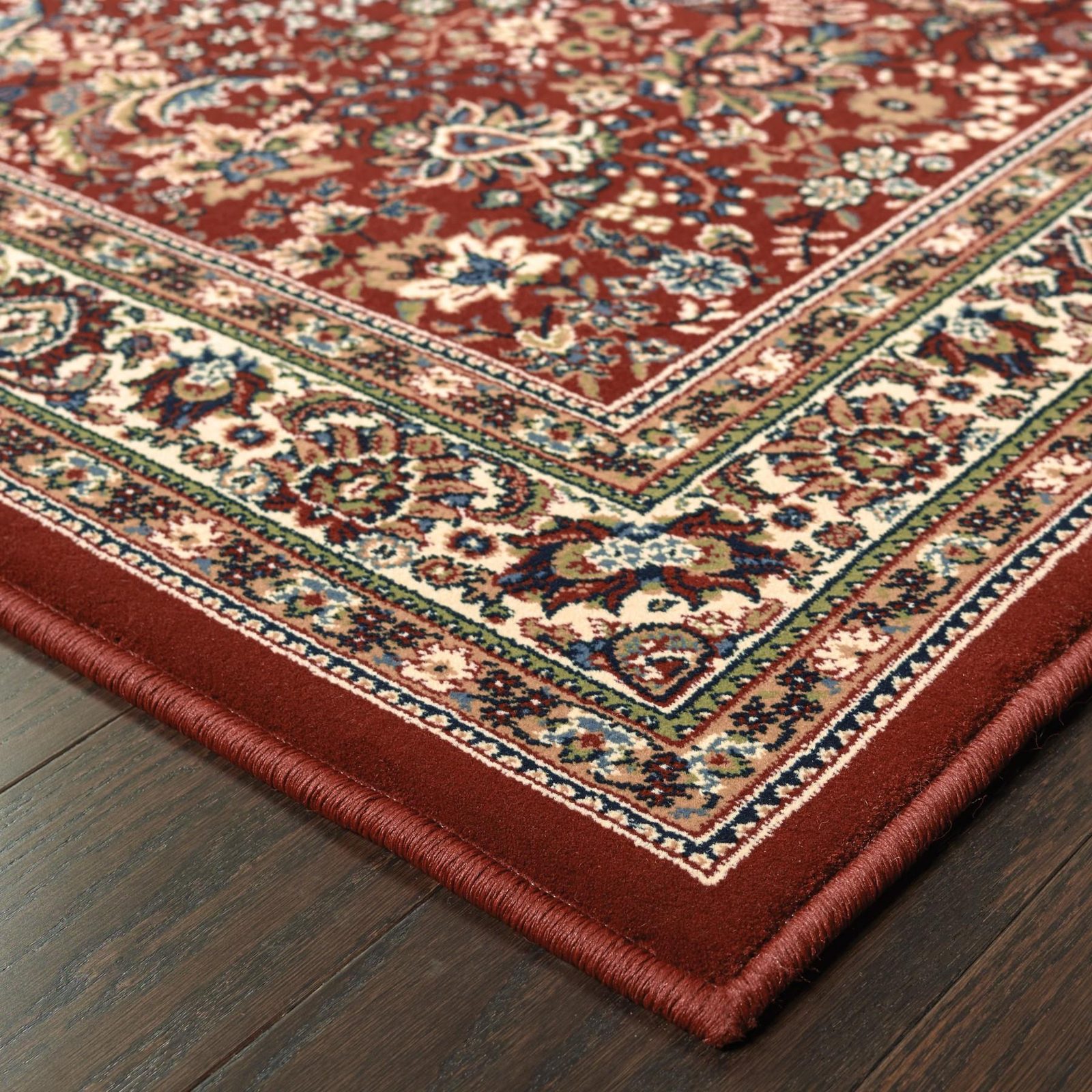 Red and Ivory Polypropylene Rectangle Area Rug