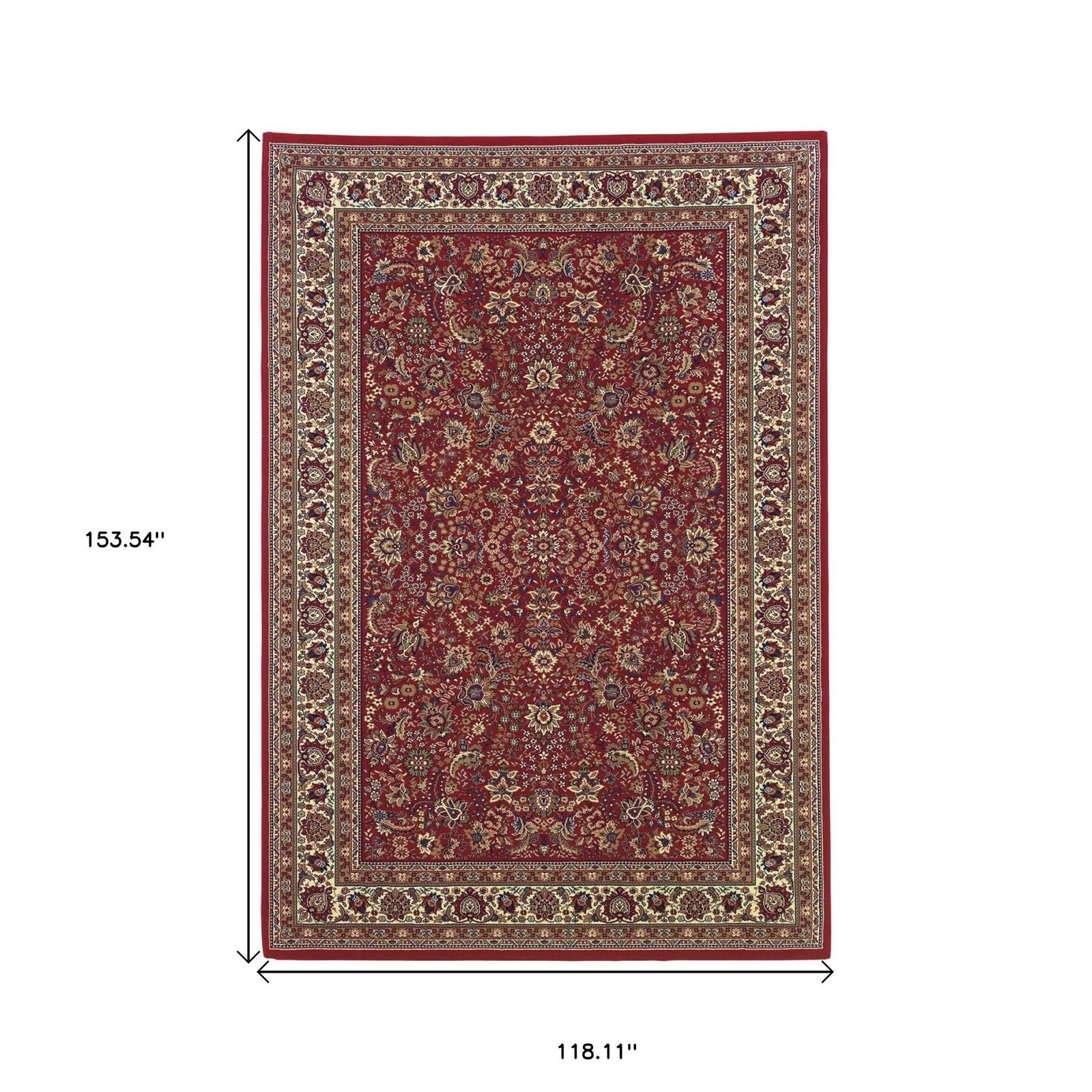 Red and Ivory Polypropylene Rectangle Area Rug