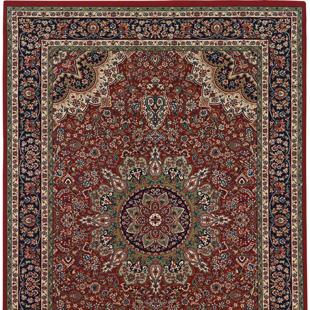 Red and Blue Polypropylene Oriental Area Rug