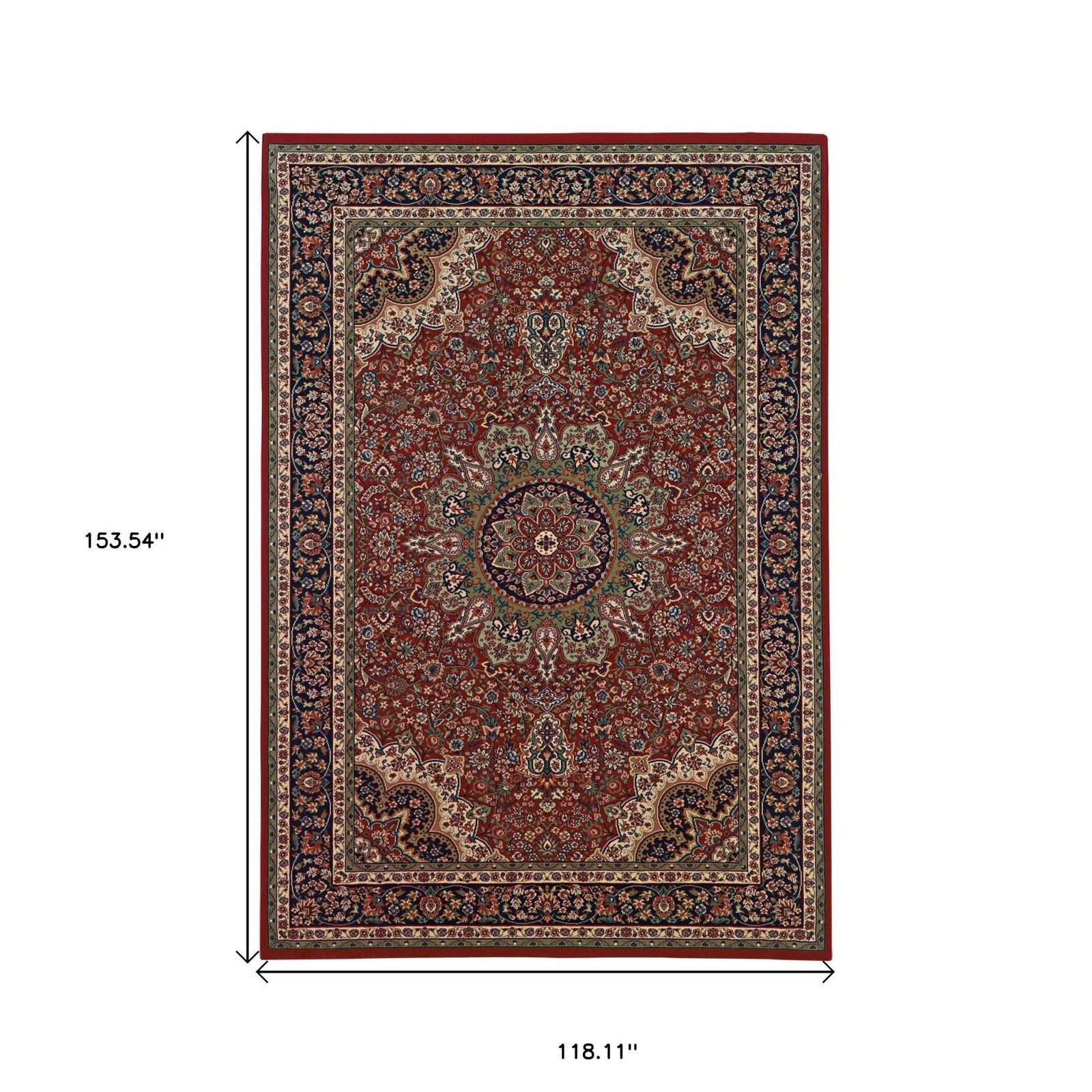 Red and Blue Polypropylene Oriental Area Rug