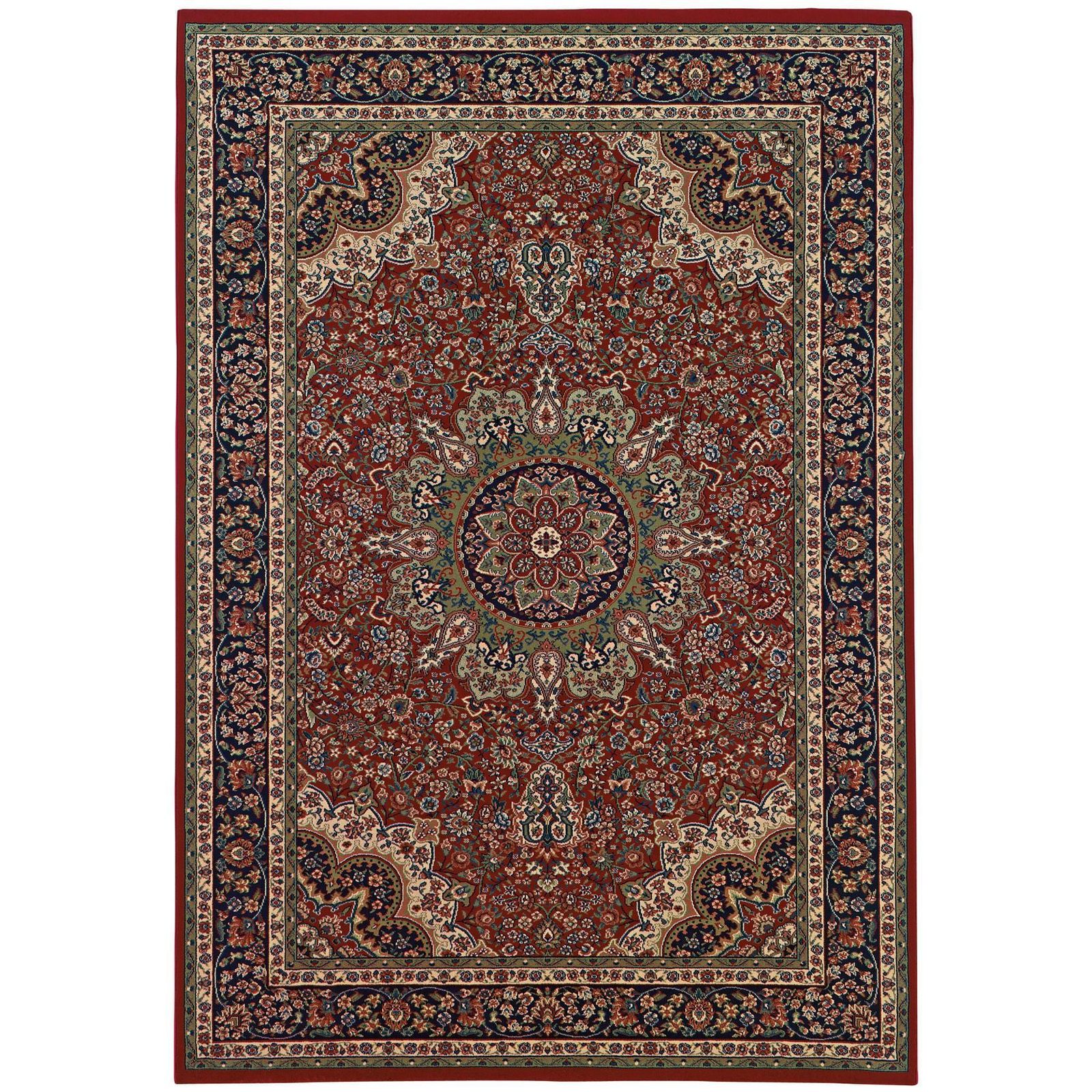 Red and Blue Polypropylene Oriental Area Rug, 4′ × 6′