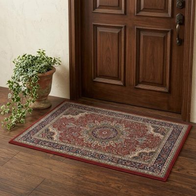 Red and Blue Polypropylene Oriental Area Rug