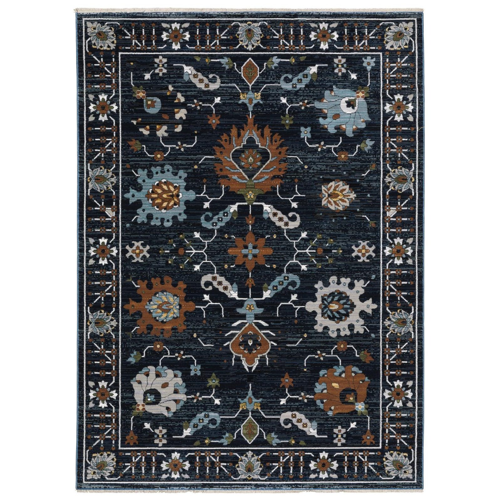 3′ X 5′ Rust Polyester Oriental Area Rug With Fringe