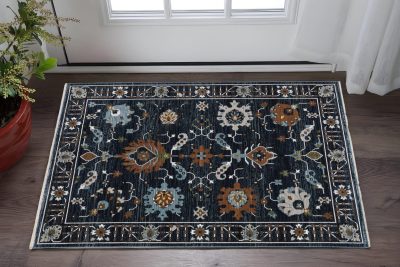 3′ X 5′ Rust Polyester Oriental Area Rug With Fringe