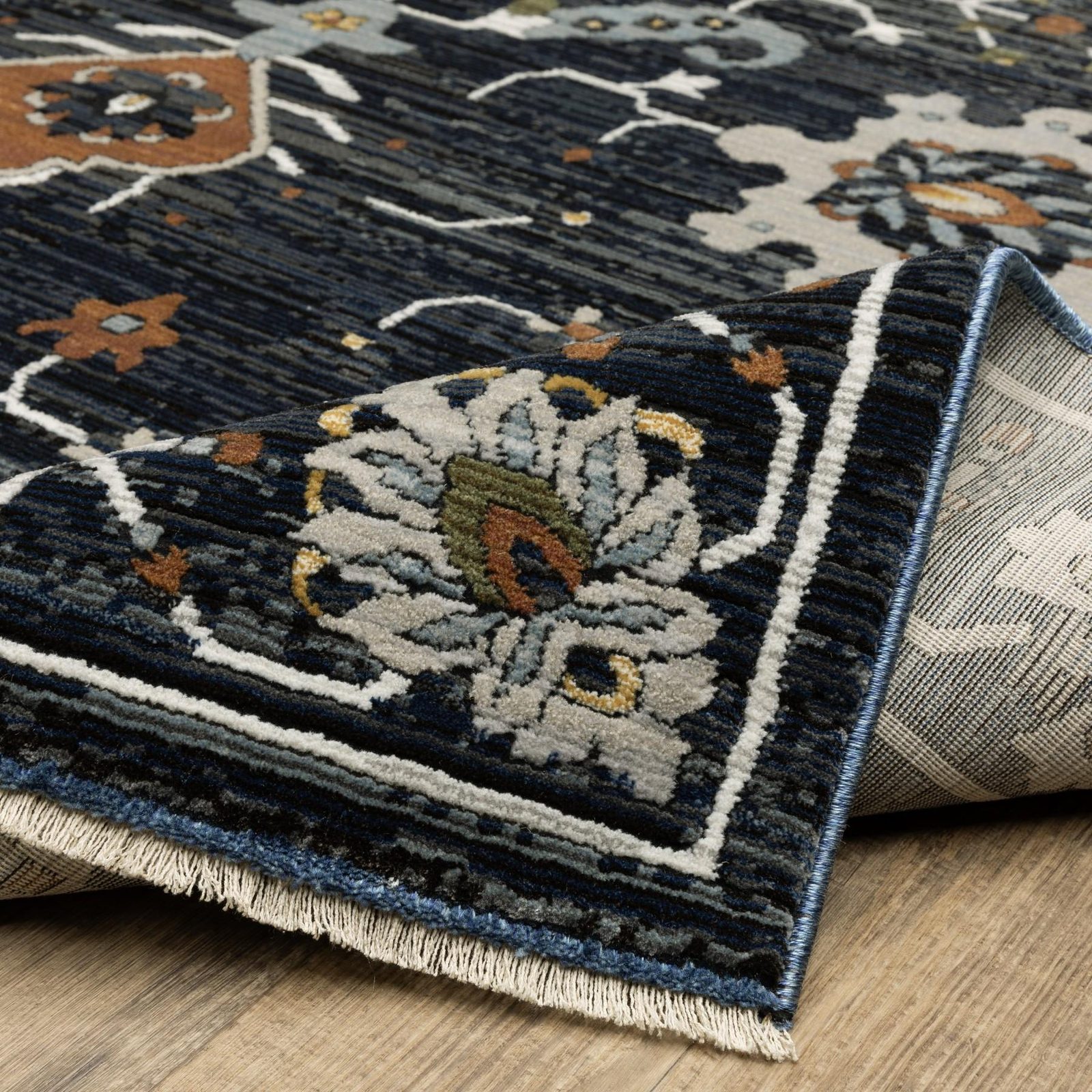 3′ X 5′ Rust Polyester Oriental Area Rug With Fringe