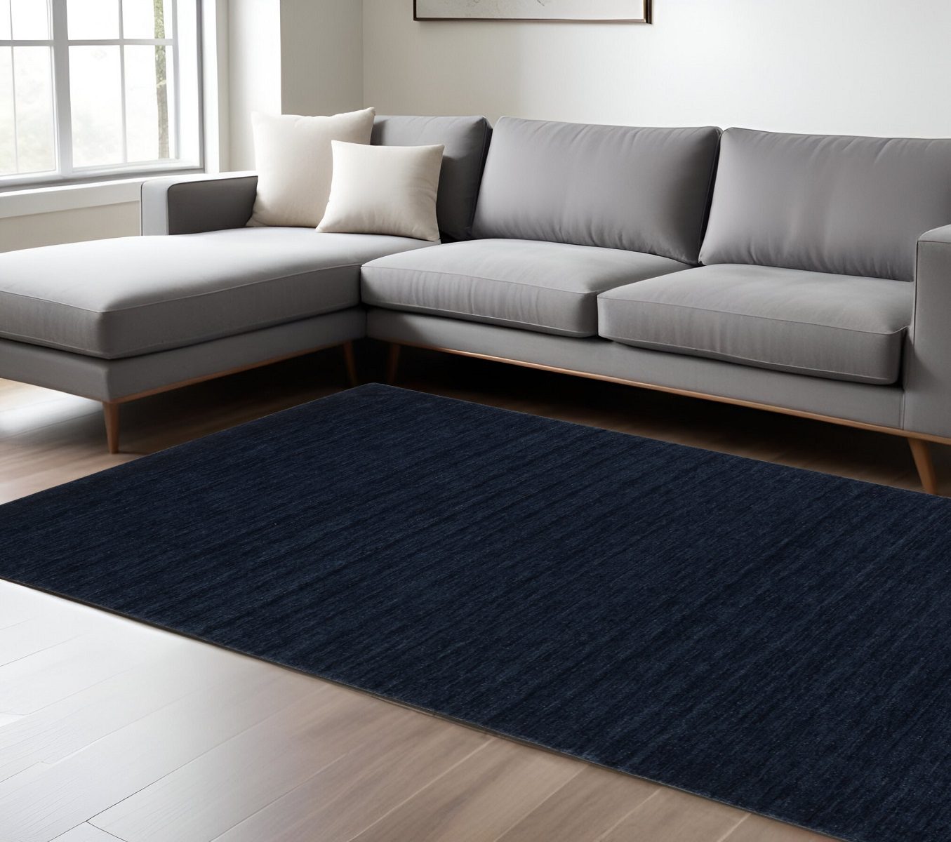 Navy Blue Wool Hand Tufted Area Rug