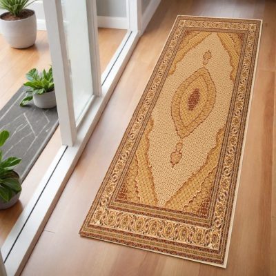 Rust and Gold Moroccan Polypropylene Area Rug