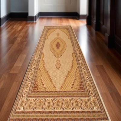 Rust and Gold Moroccan Polypropylene Area Rug