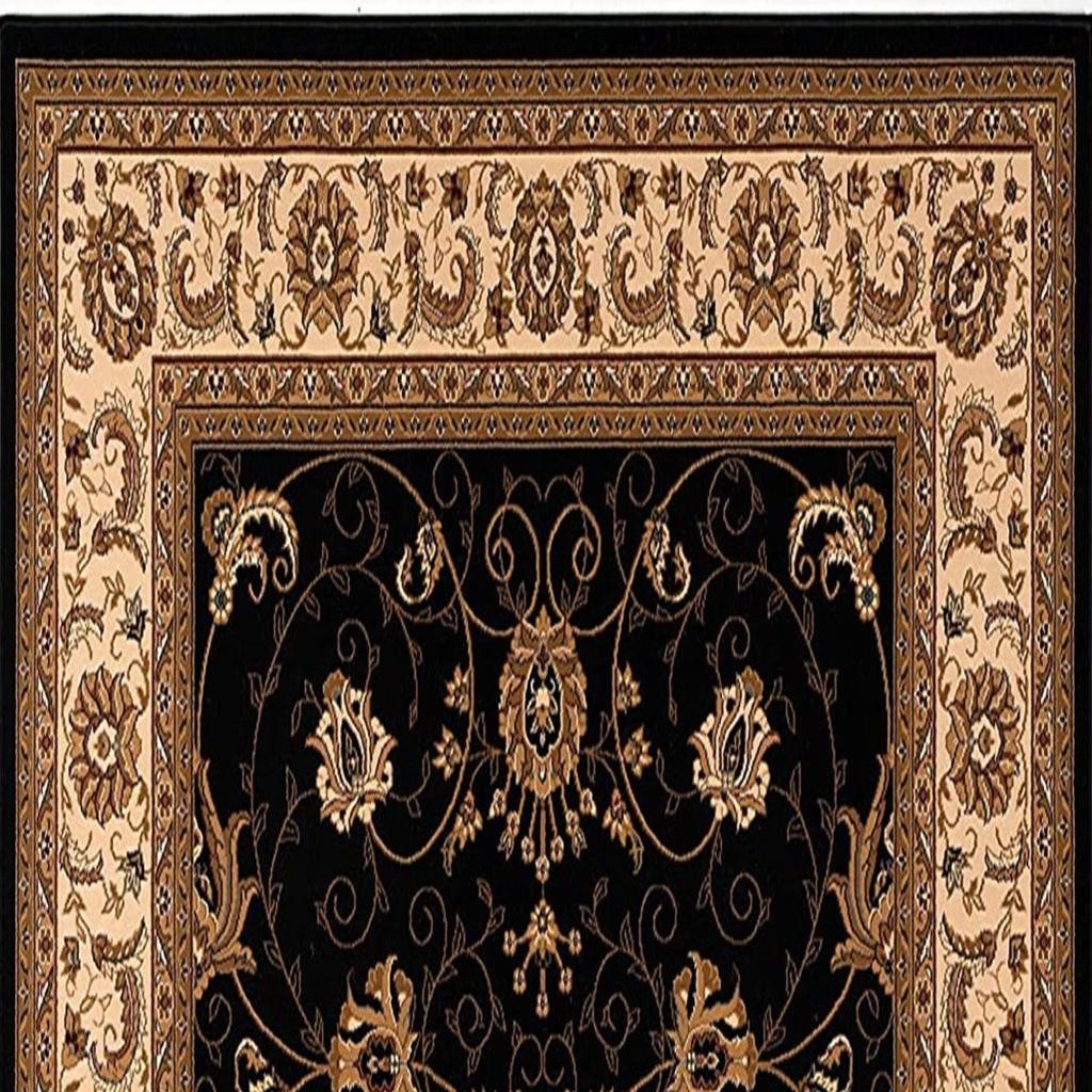 Beige and Blue Polypropylene Oriental Runner Rug