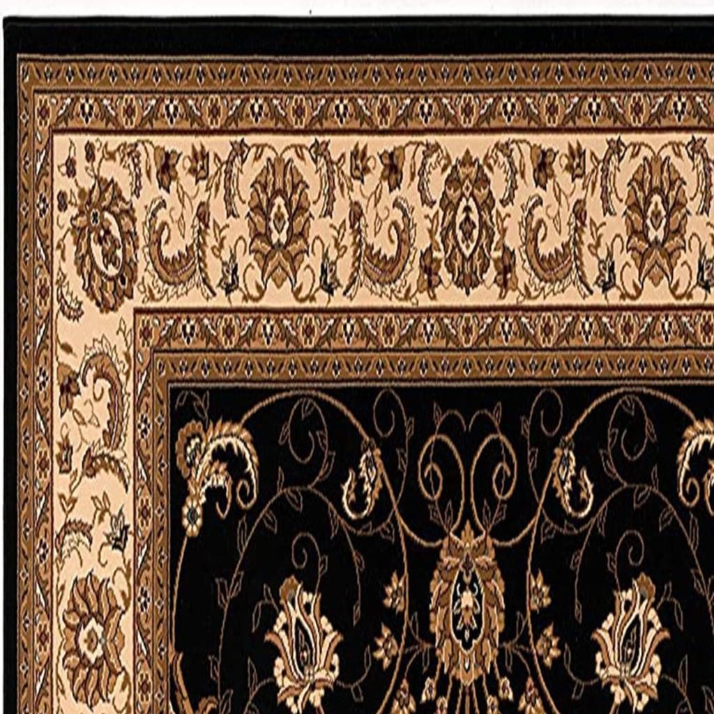 Beige and Blue Polypropylene Oriental Runner Rug